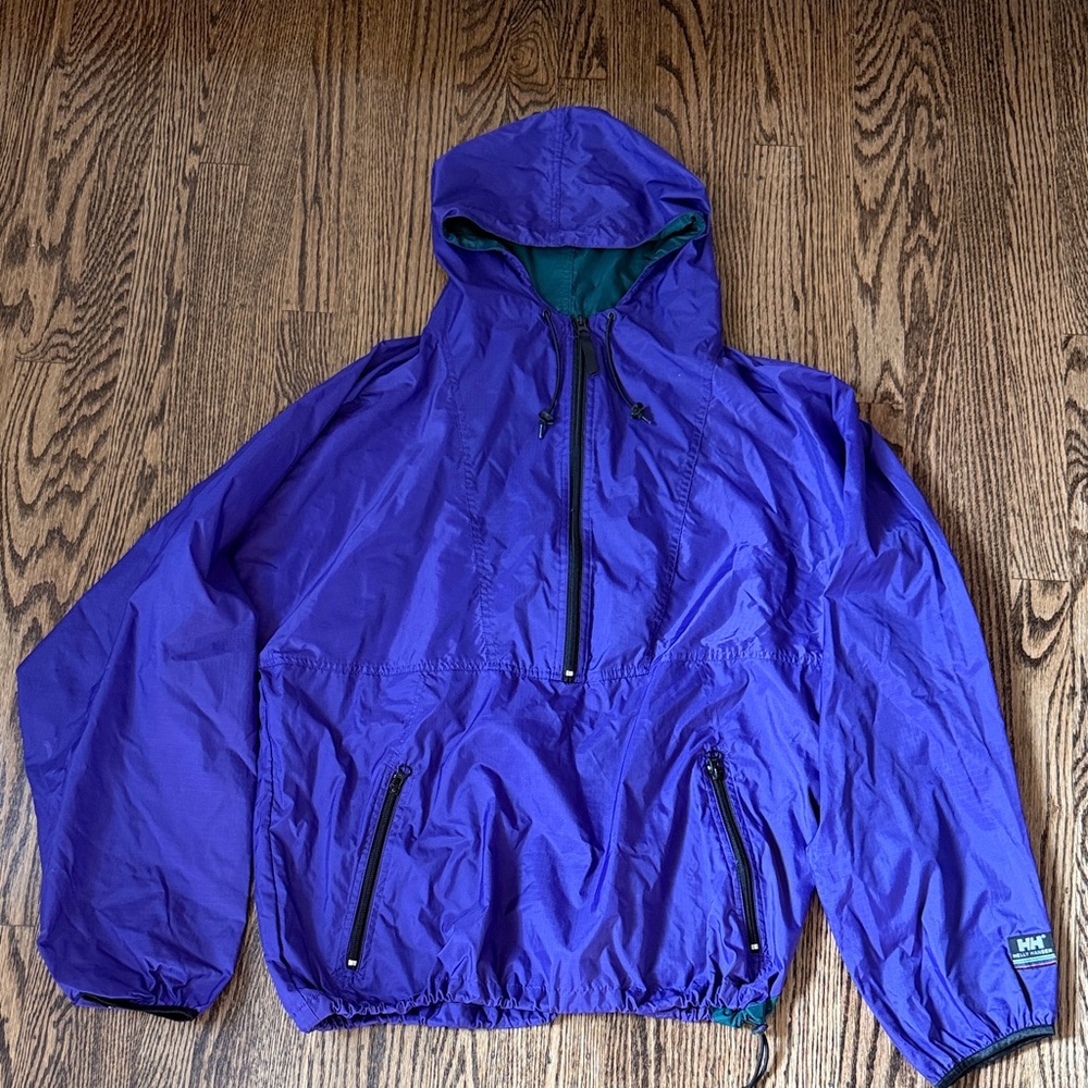 Vintage 80's Helly Hansen 1/2 Zip Anorak Windbreaker Jacket Purple Unisex Medium
